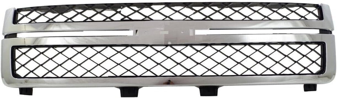 Front Bumper Chrome Steel + Grille + Upper Cover + Lower Valance + Extension Textured Direct Replacement Compatible With 2011-2014 Chevrolet Silverado 2500HD 3500HD GM1002838