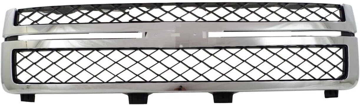 Front Bumper Chrome Steel + Grille + Upper Cover + Lower Valance + Extension Textured Direct Replacement Compatible With 2011-2014 Chevrolet Silverado 2500HD 3500HD GM1002838