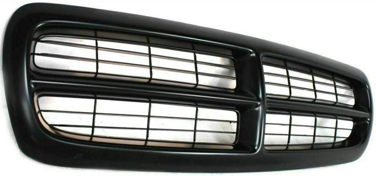 Front Bumper Upper Cover Primed + Lower Valance Textured + Grille + Fog Lights Left Driver & Right Passenger Side Direct Replacement Compatible With 1997-2000 Dodge Dakota CH1000240