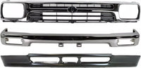 Front Bumper Chrome Steel + Lower Valance Primed + Grille Direct Replacement Compatible With 1992-1995 Toyota Pickup 2WD TO1002102 TO1200128 TO1095104 5210135070 5311135070 5391135010