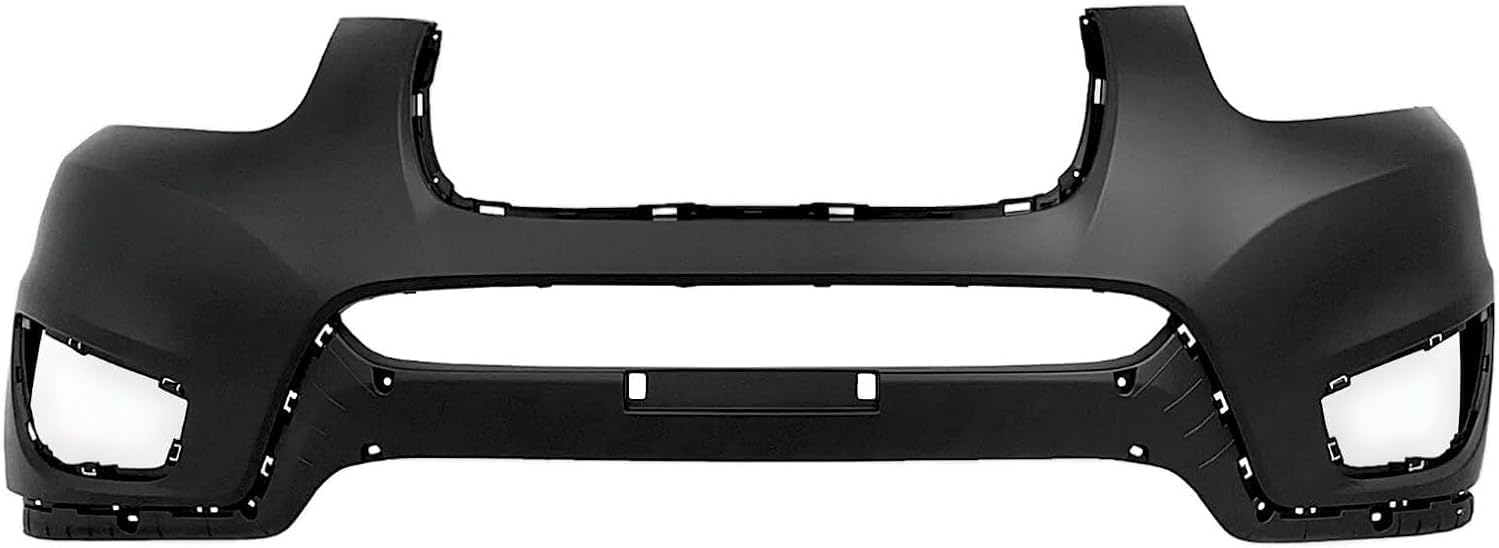 Front Bumper Cover Primed Plastic + Lower Valance + Grille + Fog Lights + Trim Left Driver & Right Passenger Side Direct Replacement Compatible With 2010-2012 Hyundai Santa Fe