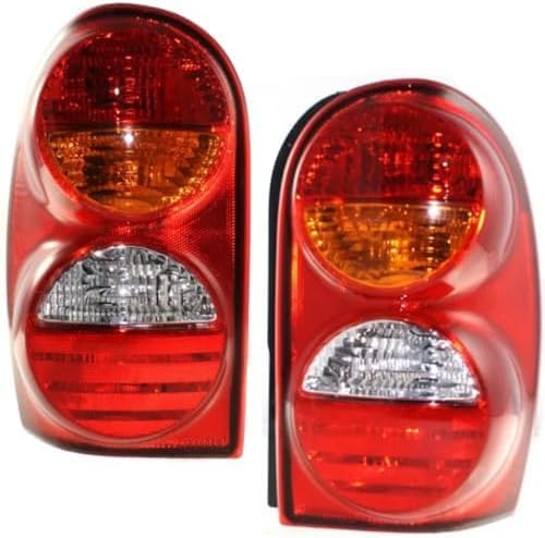 Set Of 2 Tail Light Assembly Plastic Left Driver & Right Passenger Side Direct Replacement Compatible With 2002-2004 Jeep Liberty CH2801149 CH2800149 55155828AH 55155829AH