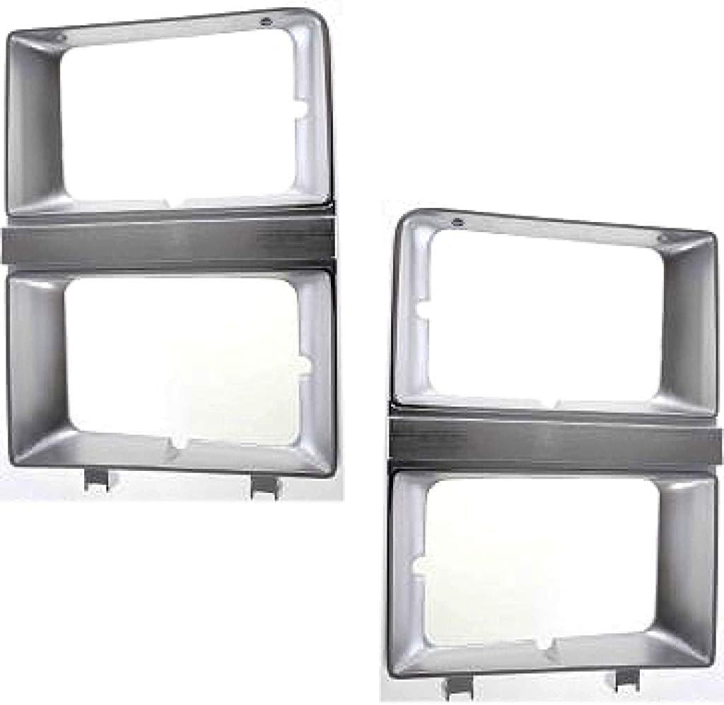 Set Of 2 Front Headlight Bezel With Dual Headlamps Right & Left Side Direct Replacement Compatible With 1981-1982 Suburban/Chevrolet C-K Series GM2513106 GM2512106 14021354 14021353