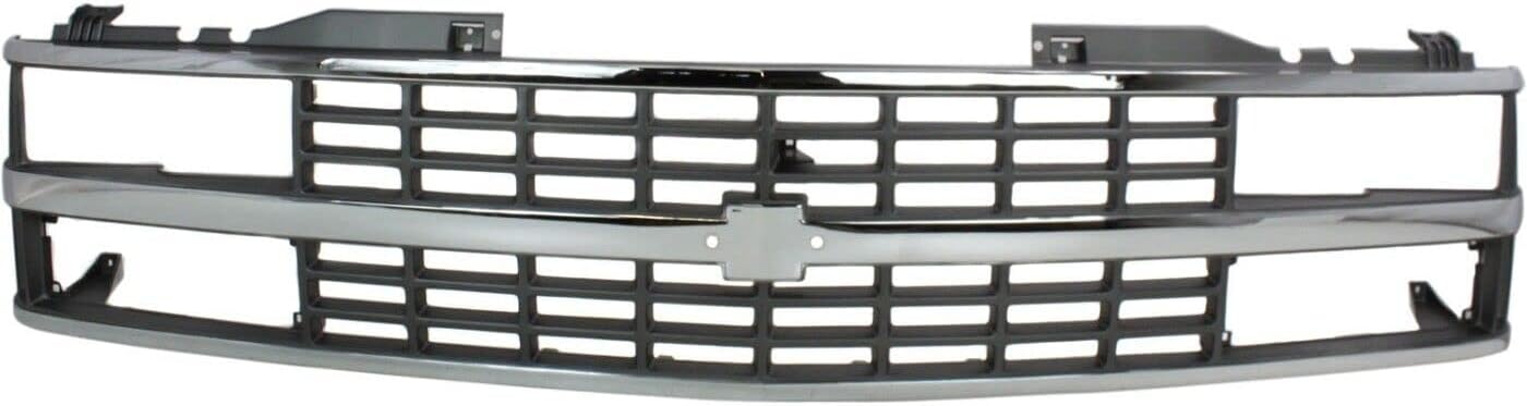 Front Grille Chrome Shell & Black Insert With Quad or Composite Headlights Direct Replacement Compatible With 1988-1993 Chevrolet C/K Series GM1200142 15615110