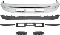 Front Bumper Chrome Steel + Lower Valance Panel + Center Moldings + Brackets Left Driver & Right Passenger Side Direct Replacement Compatible With 1992-1996 Ford Bronco/F-Series