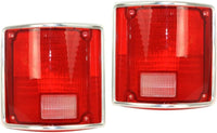 Set Of 2 Tail Light Lens With Chrome Trim Right Passenger & Left Driver Side Direct Replacement Compatible With 1973-1986 Chevrolet/GMC C/K-Series GM2801122 GM2800122 5968330
