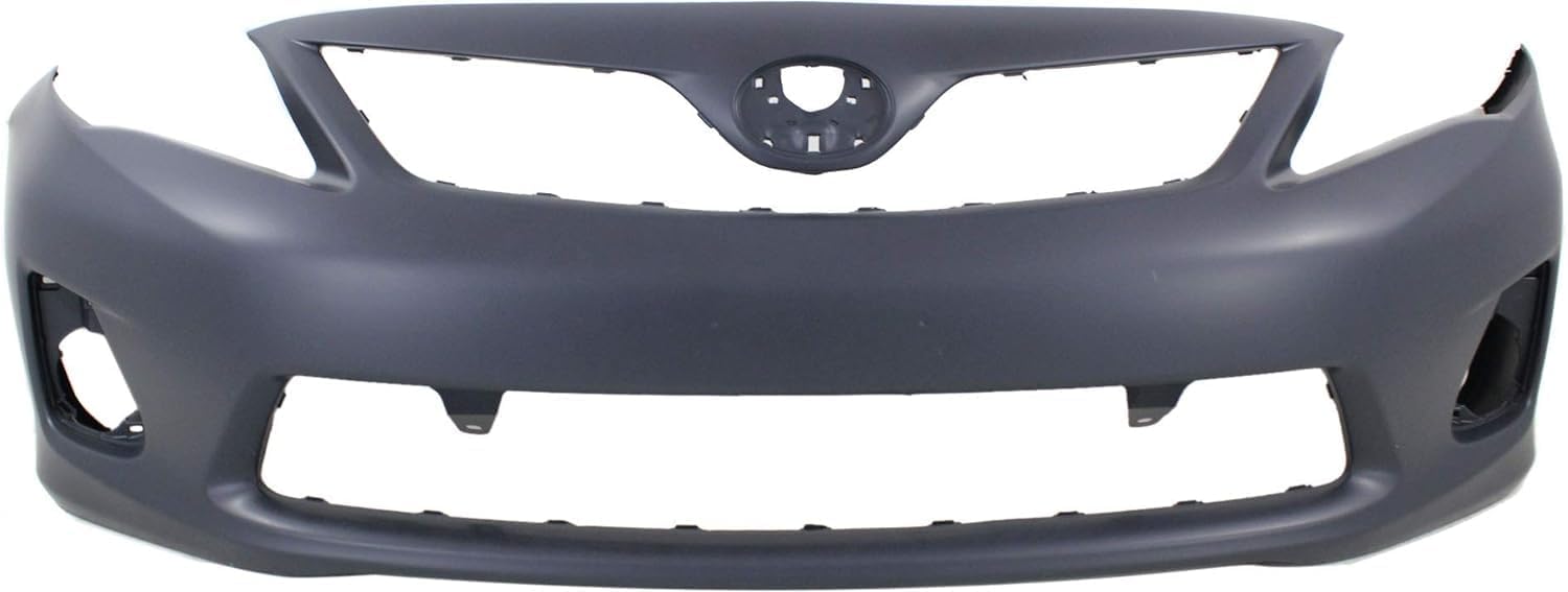AUTOS PARTS PLUS Front Bumper Cover Primed + Upper Grille Painted Black Shell And Insert + Lower Textured Direct Replacement Compatible With 2011-2013 Toyota Corolla TO1000372 TO1036125 TO1200340