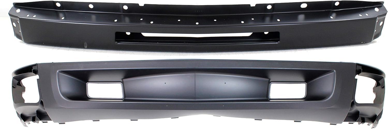 Front Bumper Steel + Lower Valance Air Deflector Primed + End Caps Left Driver & Right Passenger Side Direct Replacement Compatible With 2009-2013 Chevrolet Silverado 1500 GM1002836