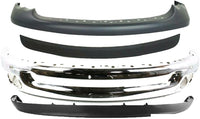 Front Bumper Chrome Steel + Upper Cover Primed + Lower Valance Textured + Step Pad Molding Direct Replacement Compatible With 2002-2005 Dodge Ram 1500 2500 3500 CH1002383 CH1000338