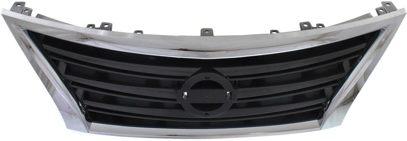 Front Grille Chrome Shell With Dark Gray Insert Direct Replacement Compatible With 2013-2015 Nissan Sentra NI1200253 623103RM0A