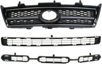 Front Grille Assembly Textured Shell And Insert + Bumper Upper & Lower Grilles Plastic Direct Replacement Compatible With 2009-2012 Toyota RAV4 TO1036114 TO1036115 TO1200315