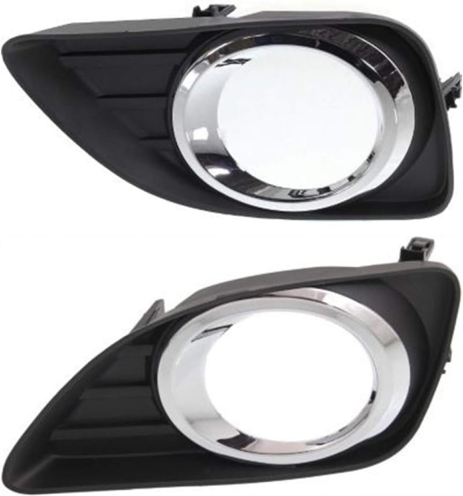 Set Of 2 Front Fog Light Molding Primed Plastic Left Driver & Right Passenger Side Direct Replacement Compatible With 2010-2011 Toyota Camry TO1038131 TO1039131 5203006050 5204006050
