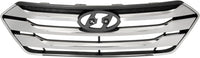 Front Bumper Cover Primed Plastic + Valance + Upper & Lower Grille + Center Molding + Skid Plate Direct Replacement Compatible With 2013-2016 Hyundai Santa Fe Sport