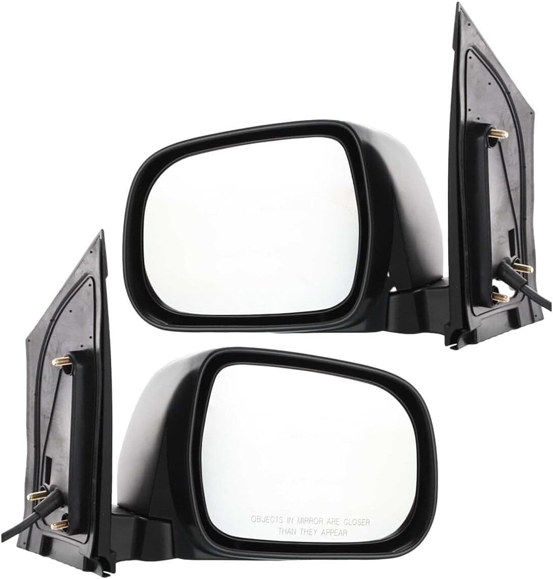 Set Of 2 Front Power Mirror Manual Folding Non-Heated Plastic Left Driver & Right Passenger Side Direct Replacement Compatible With 2004-2010 Toyota Sienna TO1320201 TO1321201