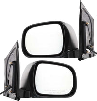Set Of 2 Front Power Mirror Manual Folding Non-Heated Plastic Left Driver & Right Passenger Side Direct Replacement Compatible With 2004-2010 Toyota Sienna TO1320201 TO1321201