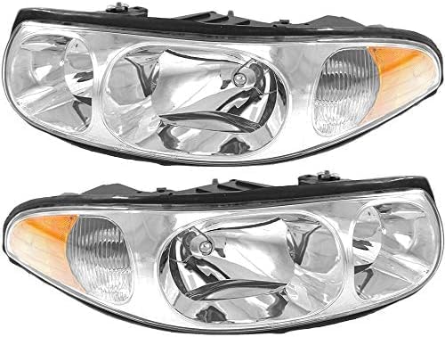 Set Of 2 Front Head Light Assembly Composite With Marker Lamp Left Driver & Right Passenger Side Direct Replacement Compatible With 2000-2005 Buick LeSabre GM2502210 GM2503210