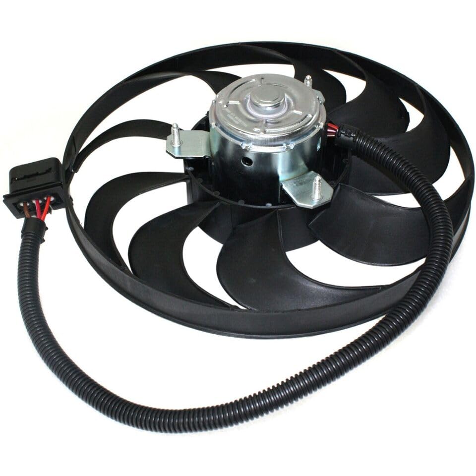 Front A/C Condenser Cooling Fan Assembly Right Passenger Side Direct Replacement Compatible with 1999-2005 Volkswagen Jetta VW3117111 1C0959455C