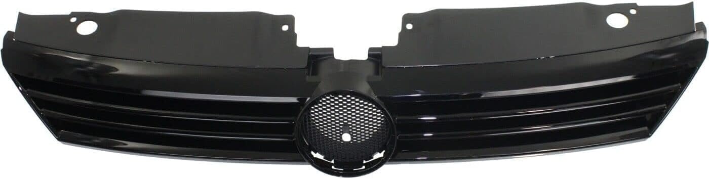 Front Grille Assembly Primed Shell And Insert Plastic Direct Replacement Compatible With 2011-2014 Volkswagen Jetta VW1200151 5C6853651QWA