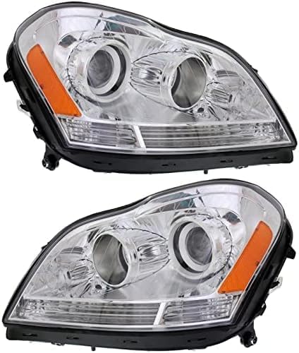 Set Of 2 Front Head Light Assembly Halogen Right Passenger And Left Driver Side Direct Replacement Compatible With 2007-2012 Mercedes Benz GL-Class MB2503202 MB2502202 1648204859