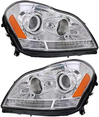 Set Of 2 Front Head Light Assembly Halogen Right Passenger And Left Driver Side Direct Replacement Compatible With 2007-2012 Mercedes Benz GL-Class MB2503202 MB2502202 1648204859