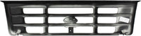 Front Header Panel + Grille + Bezels Primed Left Driver & Right Passenger Side Direct Replacement Compatible With 1992-1997 Ford F-150 F-250 F-350 FO1220113 FO1200172 FO2512131