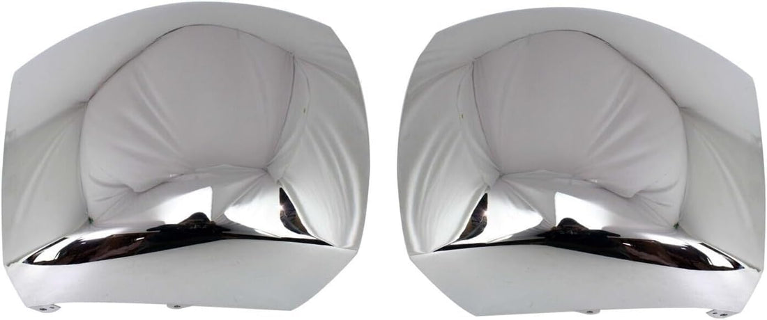 AUTOS PARTS PLUS Set Of 2 Front Bumper End Caps Chrome Steel Left Driver & Right Passenger Side Direct Replacement Compatible With 2007-2012 Chevrolet Silverado 2500HD 3500HD GM1017107 GM1016107