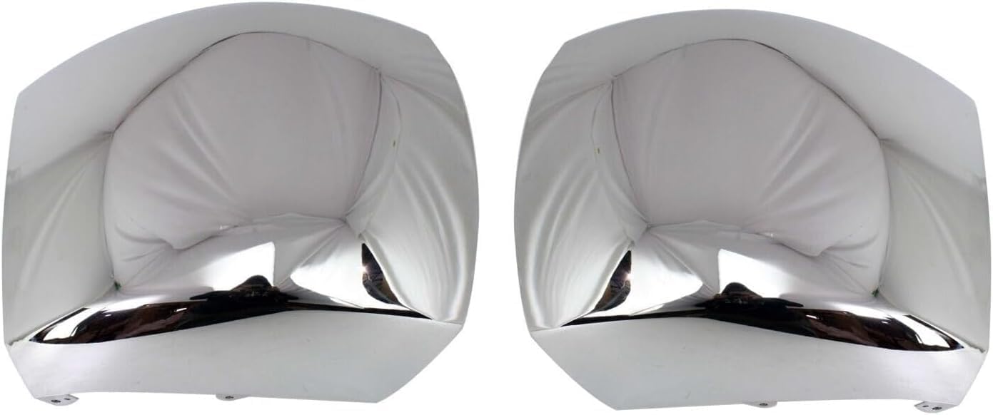 AUTOS PARTS PLUS Set Of 2 Front Bumper End Caps Chrome Steel Left Driver & Right Passenger Side Direct Replacement Compatible With 2007-2012 Chevrolet Silverado 2500HD 3500HD GM1017107 GM1016107