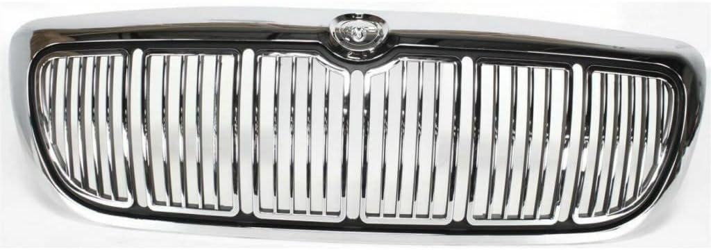 Front Header Panel Thermoplastic And Fiberglass + Grille Chrome Shell & Primed Insert Direct Replacement Compatible With 1998-2002 Mercury Grand Marquis FO1220214 FO1200353