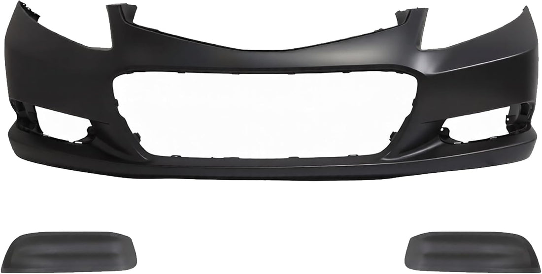 Front Bumper Cover Primed Plastic + Fog Lights Cover Left Driver & Right Passenger Side Direct Replacement Compatible With 2012-2013 Honda Civic
