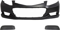 Front Bumper Cover Primed Plastic + Fog Lights Cover Left Driver & Right Passenger Side Direct Replacement Compatible With 2012-2013 Honda Civic