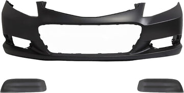 Front Bumper Cover Primed Plastic + Fog Lights Cover Left Driver & Right Passenger Side Direct Replacement Compatible With 2012-2013 Honda Civic