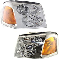 Set Of 2 Front Headlight Assembly Halogen Right Passenger & Left Driver Side Direct Replacement Compatible With 2002-2009 GMC Envoy GM2502220 GM2503220 15866071 15866070