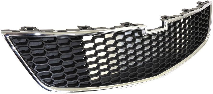 Front Bumper Grille Chrome Shell/Painted Black Insert Direct Replacement Compatible With 2011-2014 Chevrolet Cruze GM1200624 95225615