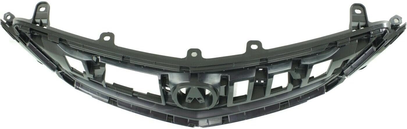 Front Grille Primed Shell & Insert + Upper And Surround Molding Chrome Direct Replacement Compatible With 2015-2017 Acura TLX AC1200124 AC1210118 AC1202106 75105TZ3A01 75125TZ3A01