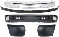 Front Bumper Chrome Steel + Lower Valance + Extension + End Caps + Set Of 8 Brackets Left & Right Side Direct Replacement Compatible With Chevrolet Silverado 1500 2007-2013