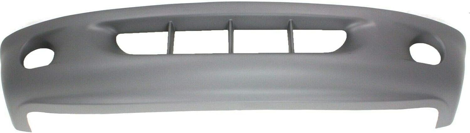 Front Bumper Upper Cover Primed + Lower Valance Textured + Grille + Fog Lights Left Driver & Right Passenger Side Direct Replacement Compatible With 1997-2000 Dodge Dakota CH1000240