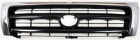 Front Grille Chrome Shell And Primed Insert + Corner Lights + Headlights Assembly Left Driver & Right Passenger Side Direct Replacement Compatible With 1998-2000 Toyota Tacoma