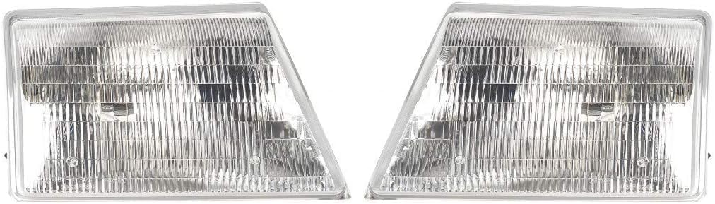 Front Header Panel Thermoplastic And Fiberglass + Headlight Assembly Right Passenger & Left Driver Side Direct Replacement Compatible With 1998-2000 Ford Ranger FO1220215 FO2502151