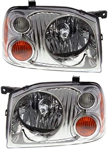 Set Of 2 Front Head Light Assembly Plastic Left Driver & Right Passenger Side Direct Replacement Compatible With 2001-2004 Nissan Frontier NI2502130 NI2503130 260608Z325 260108Z325