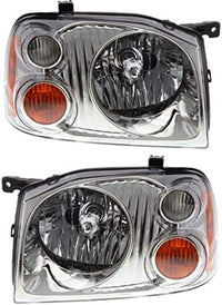 Set Of 2 Front Head Light Assembly Plastic Left Driver & Right Passenger Side Direct Replacement Compatible With 2001-2004 Nissan Frontier NI2502130 NI2503130 260608Z325 260108Z325