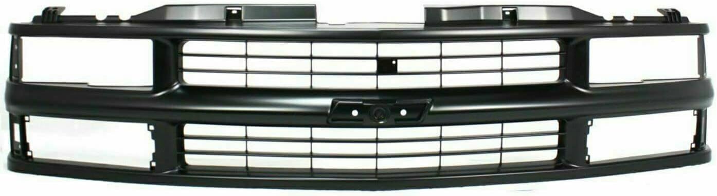 Front Grille Primed Shell And Insert Plastic + Signals & Headlights + Reflector And Marker Lamps Right & Left Side Direct Replacement Compatible With 1994-2000Chevrolet C/K Series