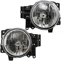 Set Of 2 Front Head Light Assembly Lens And Housing Plastic Left Driver & Right Passenger Side Direct Replacement Compatible With 2007-2014 Toyota FJ Cruiser TO2502173 TO2503173