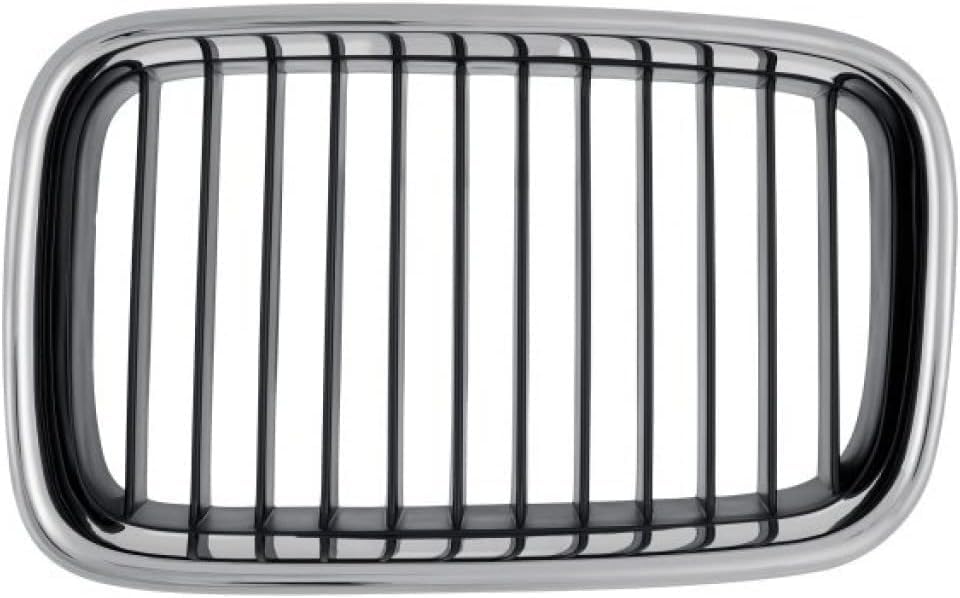 Front Grille Chrome Shell With Black Insert Left Driver Side Direct Replacement Compatible With 1992-1996 BMW 3-Series BM1200113 51138122237