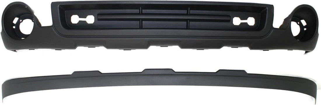 Front Lower Valance Air Deflector With Fog Light Holes + Extension Textured Direct Replacement Compatible With GMC Sierra 1500 2007-2013 GM1015100 GM1092211 15131299 15917769