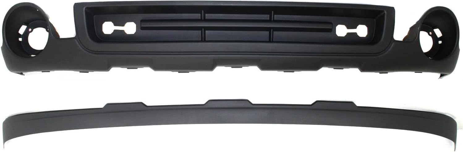 Front Lower Valance Air Deflector With Fog Light Holes + Extension Textured Direct Replacement Compatible With GMC Sierra 1500 2007-2013 GM1015100 GM1092211 15131299 15917769