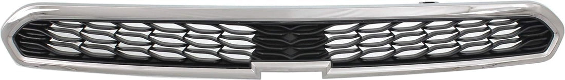 Front Upper Grille Chrome Shell With Textured Black Insert Direct Replacement Compatible With 2013-2015 Chevrolet Spark GM1200657 95078754