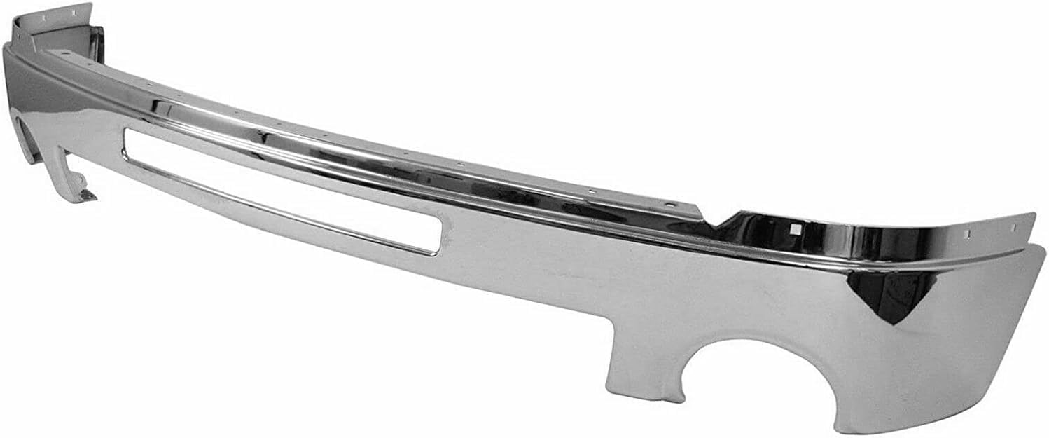 Front Bumper Chrome Steel + Upper Cover Primed + Lower Valance Air Deflector + Extension Textured Direct Replacement Compatible With GMC Sierra 1500 2007-2013 GM1015100 GM1014102