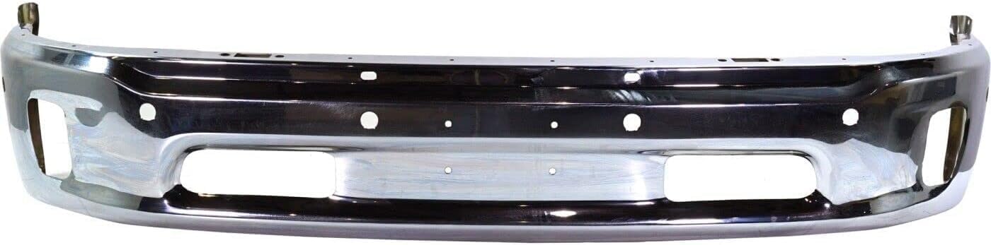 Front Bumper Steel Chrome Steel + Upper Cover Fascia Primed + Brackets Left Driver & Right Passenger Side Direct Replacement Compatible With 2014-2018 Ram 1500 CH1002402 CH1014108
