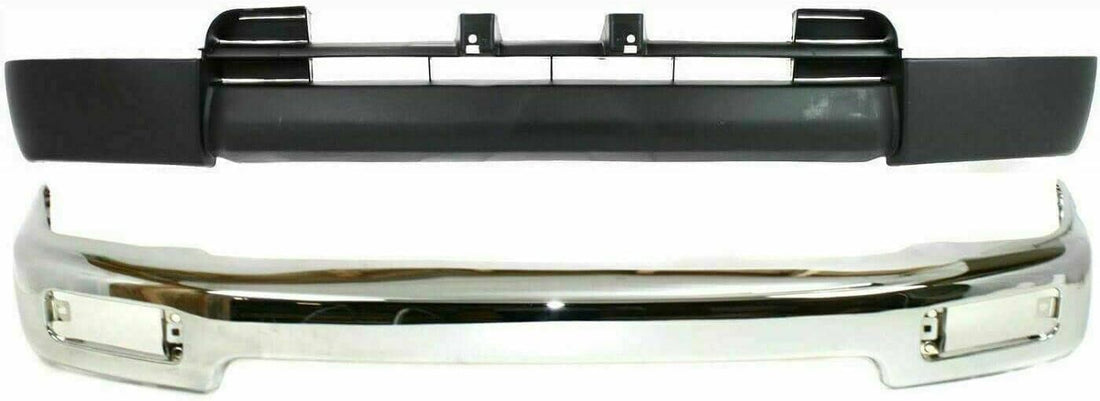 Front Bumper Face Bar Chrome + Lower Valance Primed Direct Replacement Compatible With Toyota 4Runner 1996-1998 TO1002162 TO1095174 5210135300 5391135909