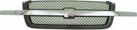Front Grille Mesh Gray With Chrome Center Bar Direct Replacement Compatible With 2003-2006 Chevrolet Silverado GM1200489 19168629